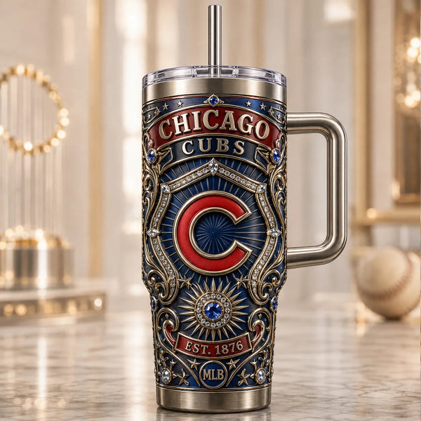 CHC Heritage Crest - Ornate Emblem Tumbler in Navy and Red - main