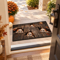 Peekaboo Planks - Playful Ghost Doormat in Weathered Wood