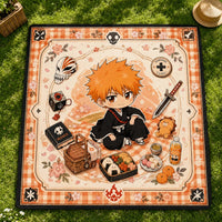 Picnic Day Calm - Ichigo Chibi Rug with Gingham Border