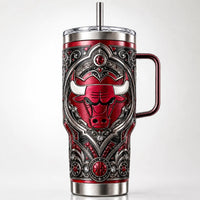CHI Crest - Ornate Red and Silver Drinkware Statement