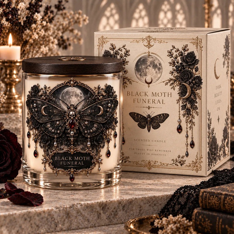 Black Moth Funeral - Gothic Moonlight Statement Candle