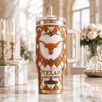 TEX Crest on Burnt Orange - Diamond Lattice Tumbler