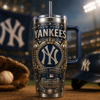 NYY Heritage Crest - Navy and Gold Ornamental Tumbler
